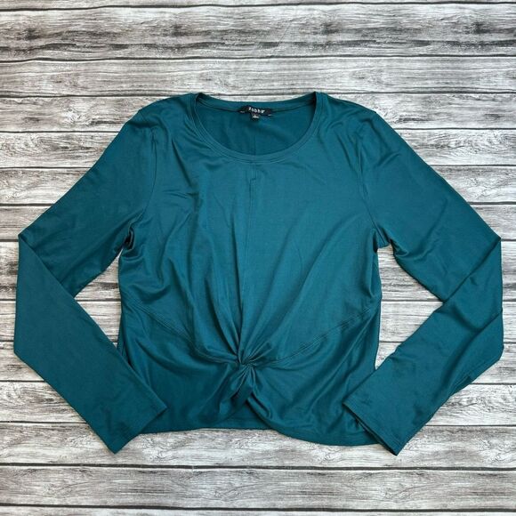 Zobha Women's Twist Front Long Sleeve Athletic Tee T Shirt Dark Teal L LG Large - Picture 3 of 13